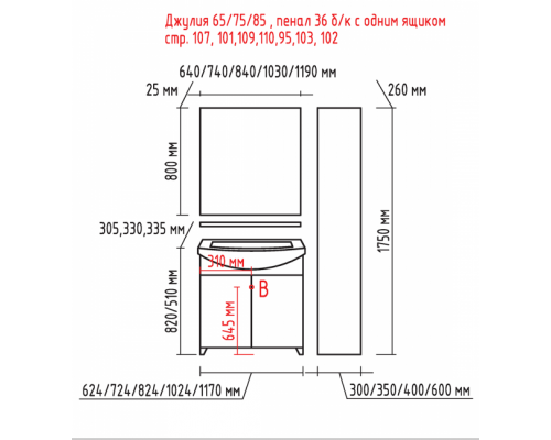 Приобрести Джулия - 60 Зеркало  с полочкой 12 мм бордо в магазине сантехники Santeh-Crystal.ru