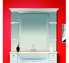 Мелиса - 130 Зеркало  с полочками бежевая патина/ГЛЯНЦЕВОЕ