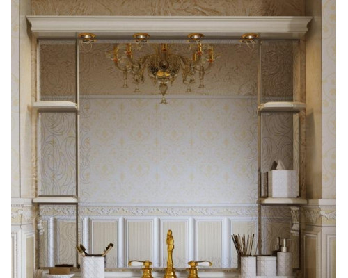 Купить Мелиса - 130 Зеркало  с полочками бежевая патина/ГЛЯНЦЕВОЕ в магазине сантехники Santeh-Crystal.ru