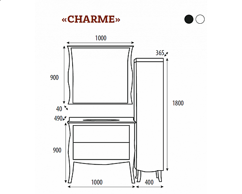 Приобрести CHARME - 100 Зеркало белое со светом в магазине сантехники Santeh-Crystal.ru