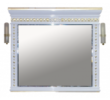 Мануэлла GOLD - 120 Зеркало со светильниками белое ГЛЯНЦЕВОЕ