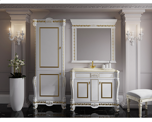 Santeh-Crystal.ru: Мануэлла GOLD - 120 Зеркало со светильниками белое ГЛЯНЦЕВОЕ Заказать Мануэлла GOLD - 120 Зеркало со светильниками белое ГЛЯНЦЕВОЕ в магазине сантехники Santeh-Crystal.ru
