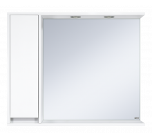 Алиса -100 Зеркало белое с 1 шкафчиком левое