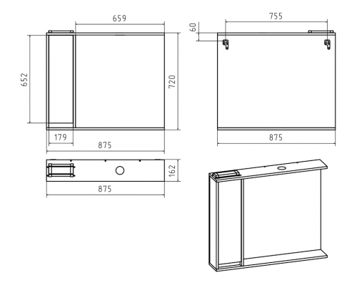 Заказать Алиса - 90 Зеркало белое с 1 шкафчиком левое в магазине сантехники Santeh-Crystal.ru