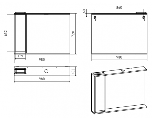Приобрести Алиса -100 Зеркало белое с 1 шкафчиком левое в магазине сантехники Santeh-Crystal.ru