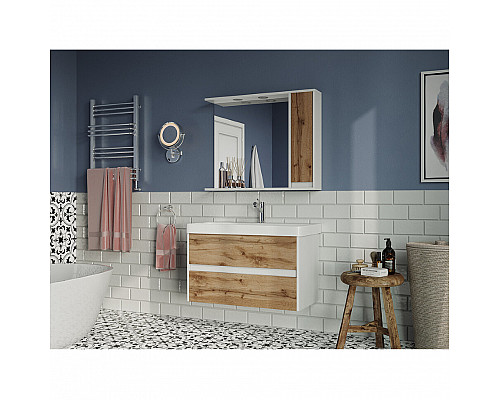 Купить Адриана - 90 Зеркало-шкаф с полочкой правое в магазине сантехники Santeh-Crystal.ru