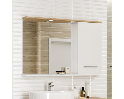 Приобрести Респект -120 Зеркало правое (белая ПВХ/Дуб Тиссано) в магазине сантехники Santeh-Crystal.ru