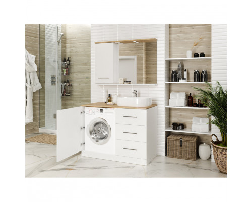 Купить Респект -120 Зеркало левое (белая ПВХ/Дуб Тиссано) в магазине сантехники Santeh-Crystal.ru