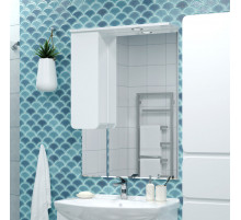 Чегет - 75 Зеркало - шкаф лев. (свет)  белая эмаль