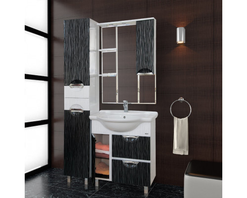 Приобрести Лорд - 85 зеркало-шкаф (свет) прав.(комб.бело-черн в магазине сантехники Santeh-Crystal.ru