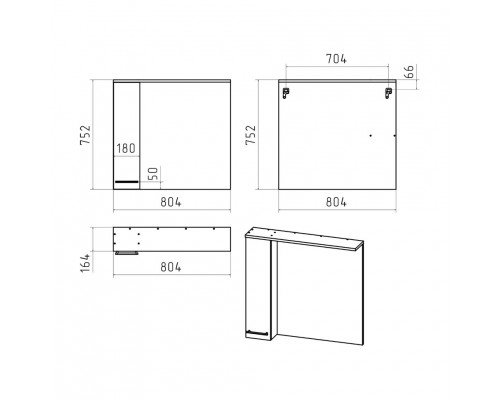 Купить Крафт - 80 Зеркало с 1 шкаф. левый в магазине сантехники Santeh-Crystal.ru