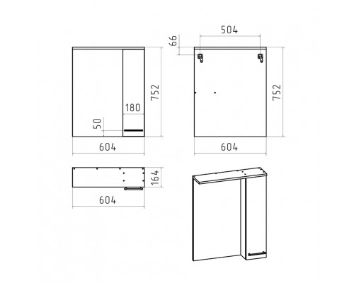 Купить Крафт - 60 Зеркало с 1 шкаф. правый О в магазине сантехники Santeh-Crystal.ru