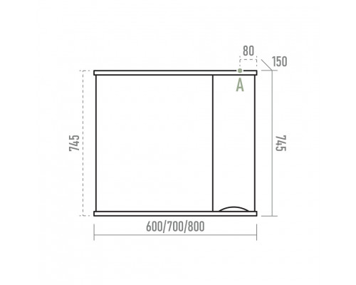 Заказать Атлантик - 60 Зеркало с 1 шкаф. серый камень левый в магазине сантехники Santeh-Crystal.ru