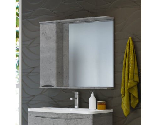 Заказать Атлантик - 60 Зеркало с 1 шкаф. серый камень левый в магазине сантехники Santeh-Crystal.ru