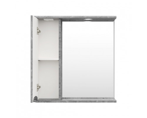 Купить Атлантик - 70 Зеркало с 1 шкаф. серый камень левый в магазине сантехники Santeh-Crystal.ru