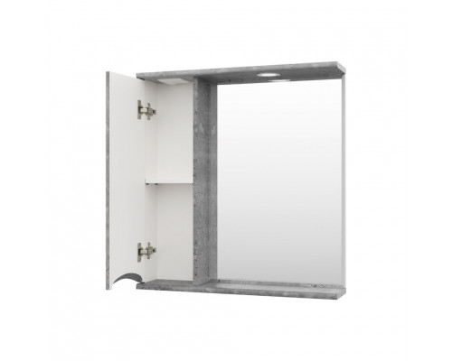 Купить Атлантик - 70 Зеркало с 1 шкаф. серый камень левый в магазине сантехники Santeh-Crystal.ru