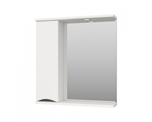 Купить Атлантик - 70 Зеркало с 1 шкаф. белый левый в магазине сантехники Santeh-Crystal.ru