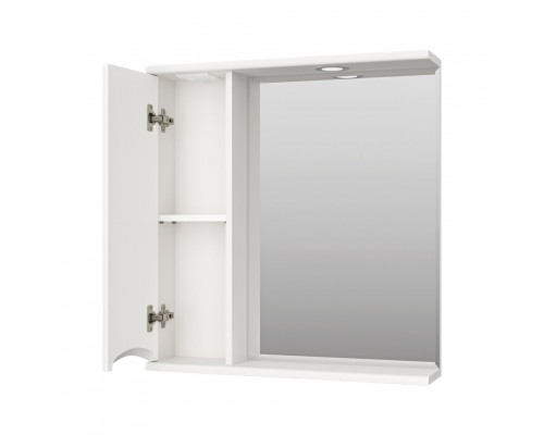 Купить Атлантик - 70 Зеркало с 1 шкаф. белый левый в магазине сантехники Santeh-Crystal.ru