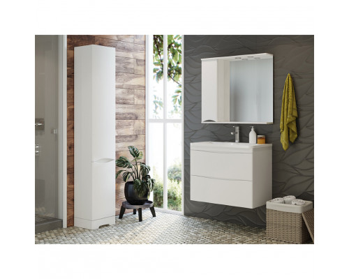 Купить Атлантик - 70 Зеркало с 1 шкаф. белый левый в магазине сантехники Santeh-Crystal.ru