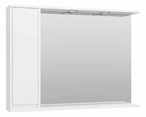 Приобрести Алиса -100 Зеркало белое с 1 шкафчиком левое в магазине сантехники Santeh-Crystal.ru