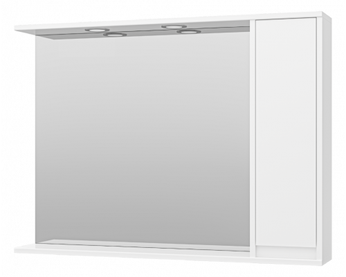 Приобрести Алиса -100 Зеркало белое с 1 шкафчиком правое в магазине сантехники Santeh-Crystal.ru