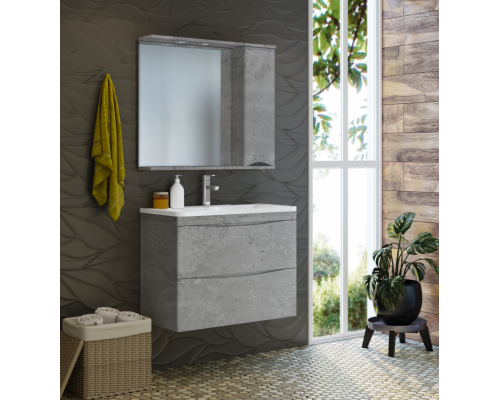 Заказать Атлантик - 60 Зеркало с 1 шкаф. серый камень левый в магазине сантехники Santeh-Crystal.ru