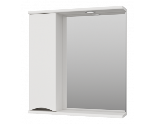 Купить Атлантик - 70 Зеркало с 1 шкаф. белый левый в магазине сантехники Santeh-Crystal.ru