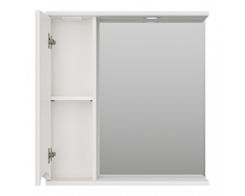 Купить Атлантик - 70 Зеркало с 1 шкаф. белый левый в магазине сантехники Santeh-Crystal.ru