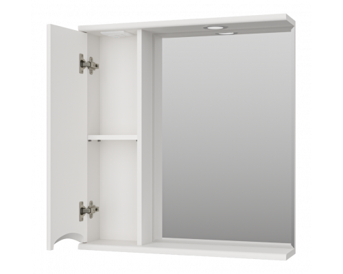 Купить Атлантик - 70 Зеркало с 1 шкаф. белый левый в магазине сантехники Santeh-Crystal.ru