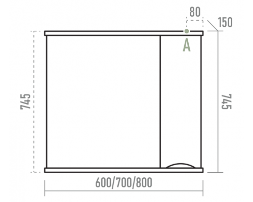 Купить Атлантик - 70 Зеркало с 1 шкаф. белый левый в магазине сантехники Santeh-Crystal.ru