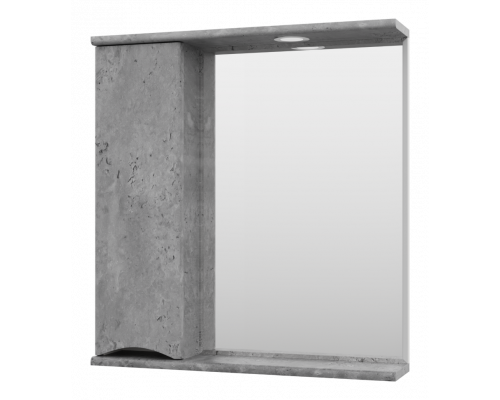Купить Атлантик - 70 Зеркало с 1 шкаф. серый камень левый в магазине сантехники Santeh-Crystal.ru