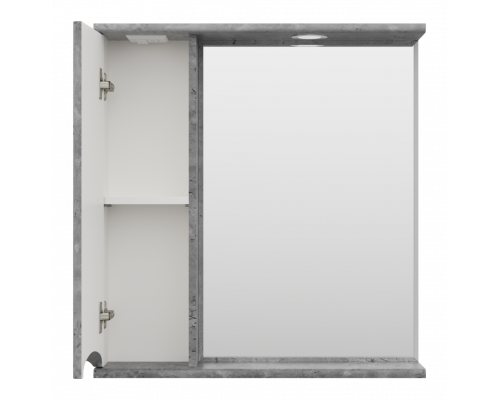 Купить Атлантик - 70 Зеркало с 1 шкаф. серый камень левый в магазине сантехники Santeh-Crystal.ru