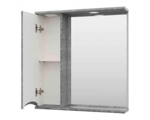 Купить Атлантик - 70 Зеркало с 1 шкаф. серый камень левый в магазине сантехники Santeh-Crystal.ru
