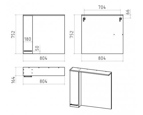 Купить Крафт - 80 Зеркало с 1 шкаф. левый в магазине сантехники Santeh-Crystal.ru