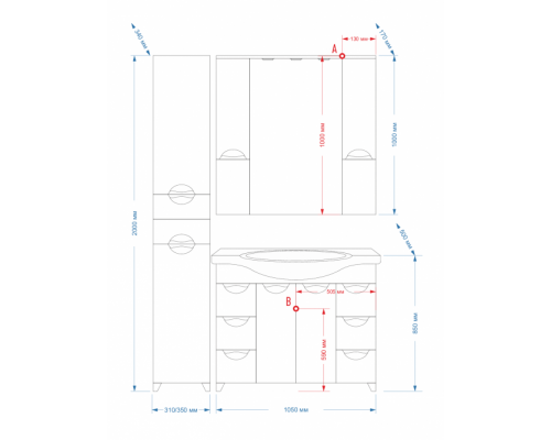 Заказать Орхидея -105 Зеркало - шкаф (свет) белая эмаль в магазине сантехники Santeh-Crystal.ru