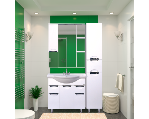 Купить Орхидея - 75 Зеркало - шкаф лев. (свет) белая эмаль в магазине сантехники Santeh-Crystal.ru