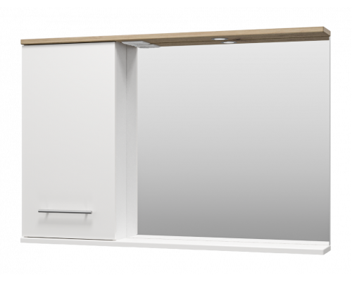 Купить Респект -120 Зеркало левое (белая ПВХ/Дуб Тиссано) в магазине сантехники Santeh-Crystal.ru