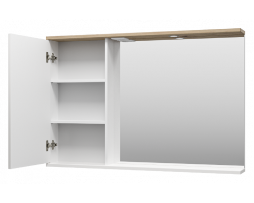 Купить Респект -120 Зеркало левое (белая ПВХ/Дуб Тиссано) в магазине сантехники Santeh-Crystal.ru