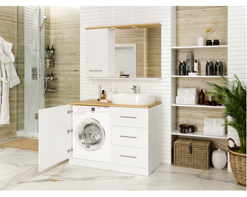 Купить Респект -120 Зеркало левое (белая ПВХ/Дуб Тиссано) в магазине сантехники Santeh-Crystal.ru