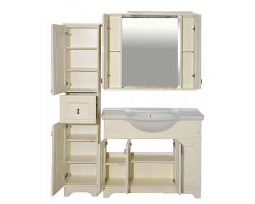 Приобрести Лувр -105 Зеркало с 2-мя шкафчиками, слоновая кость в магазине сантехники Santeh-Crystal.ru