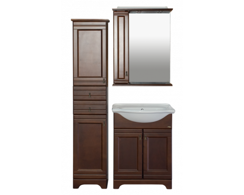 Купить Рим - 60 Зеркало со шкафчиком, лев., орех в магазине сантехники Santeh-Crystal.ru