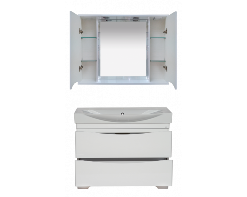 Купить Элвис -105 Зеркало-шкаф (свет) белая эмаль в магазине сантехники Santeh-Crystal.ru