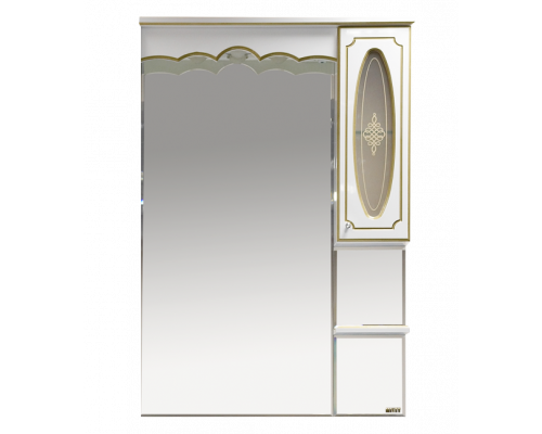 Заказать Монако - 80 Зеркало - шкаф прав. белая патина/стекло в магазине сантехники Santeh-Crystal.ru