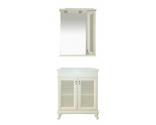 Купить Вивьен - 70 Зеркало со шкафчиком, прав., слоновая кость в магазине сантехники Santeh-Crystal.ru