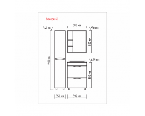 Заказать Венера - 55 Зеркало-шкаф прав. со светом комбинированное в магазине сантехники Santeh-Crystal.ru