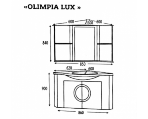 Olimpia LUX  - 60 Зеркало - шкаф угловое лев. черное патина