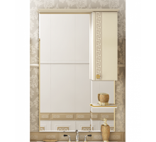 Olimpia LUX  - 75  Зеркало-шкаф прав.(свет) бежевое патина