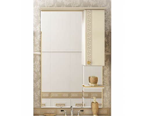 Приобрести Olimpia LUX  - 75  Зеркало-шкаф прав.(свет) бежевое патина в магазине сантехники Santeh-Crystal.ru