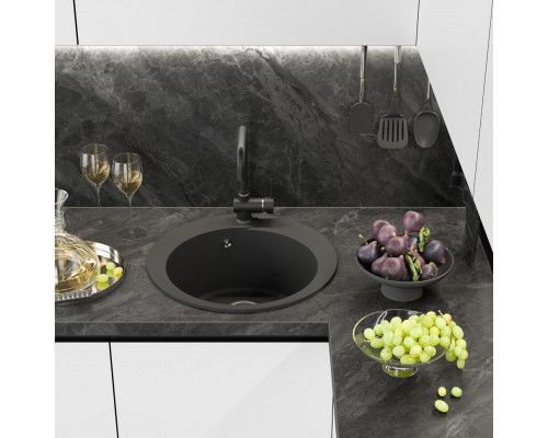 АРТЕМИДА - 51 см Мойка кухонная кварц.композит. круглая.(блок 45) антрацит