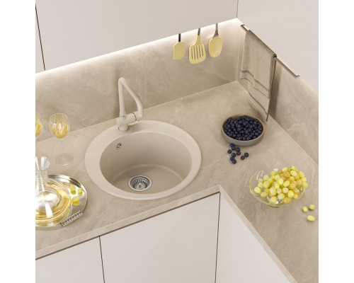 АРТЕМИДА - 51 см Мойка кухонная кварц.композит. круглая.(блок 45) бежевый